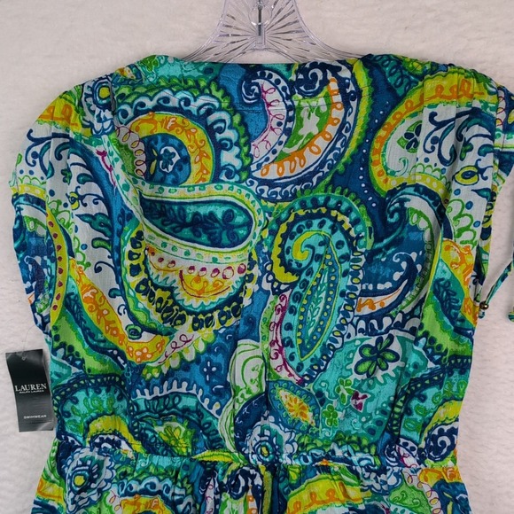 NWT Lauren Ralph Lauren Swimsuit Cover Up Sz Medium Abstract Paisley Tunic - Picture 6 of 9